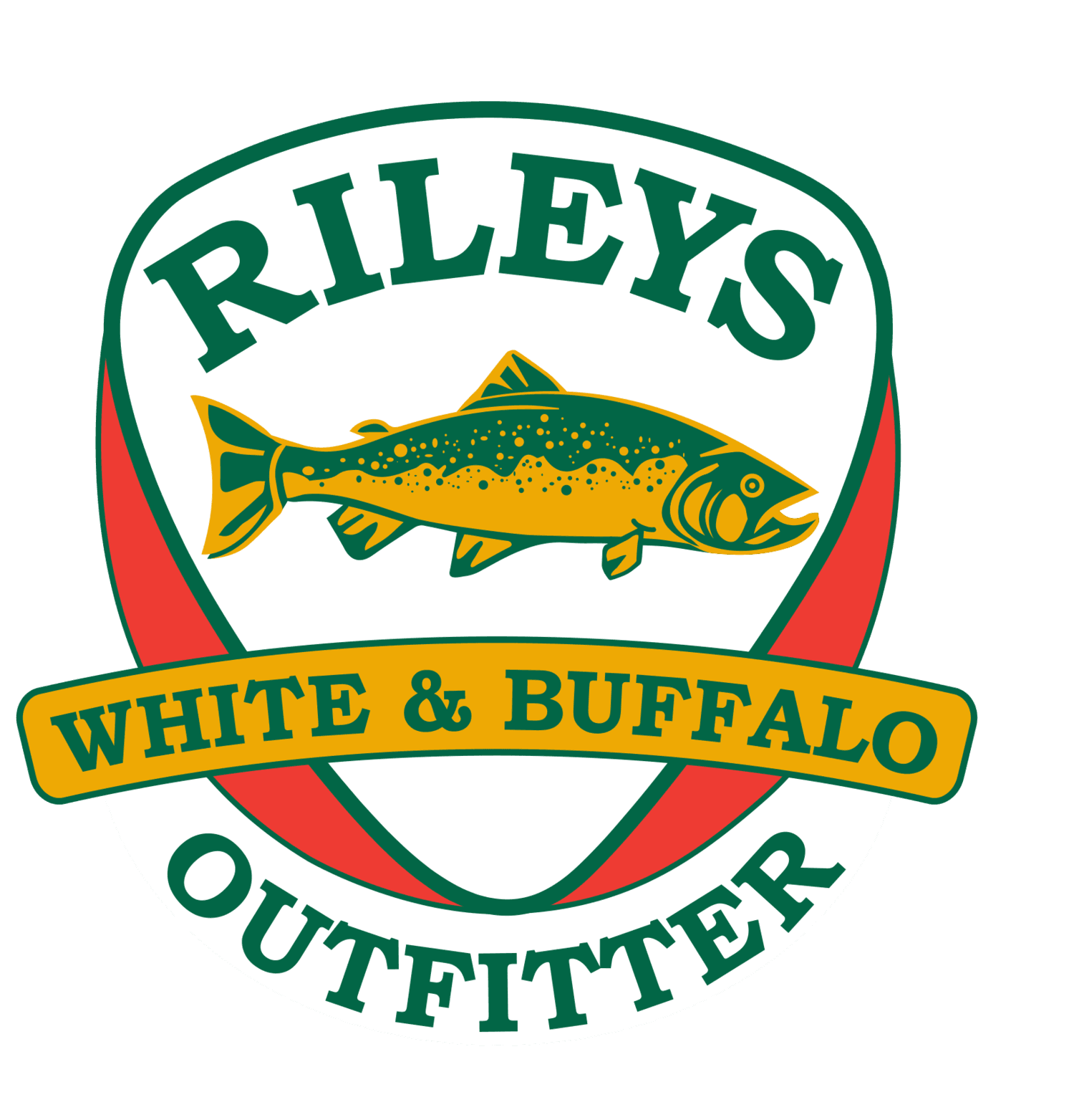Logo featuring a fish with the text "RILEYS WHITE & BUFFALO OUTFITTER."